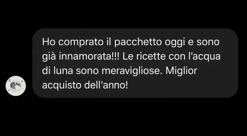 Messaggio di una lettrice sulle ricette con l'acqua di luna